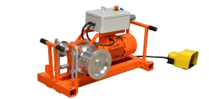 Electric cable winch on a steel platform