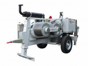 Hydraulic puller 140 kN capacity for single rope pulling on overhead stringing operations